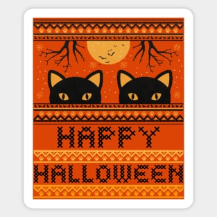 Happy Halloween Black Cats Sticker